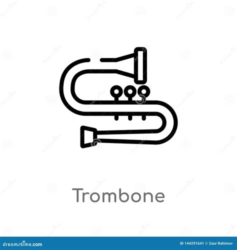 Outline Trombone Vector Icon. Isolated Black Simple Line Element ...