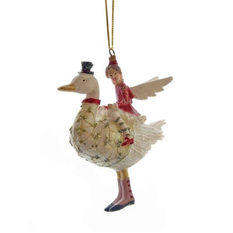 Gisela Graham Resin Winged Girl on a Goose Christmas Tree Decoration