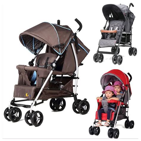 Can Sit Lying Twins Baby Stroller Lightweight Pram Folding Travel ...