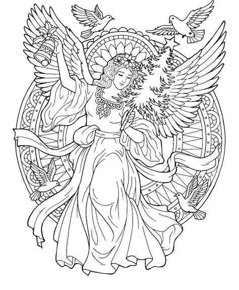 Christmas Angel Coloring Page | Free christmas coloring pages, Angel ...