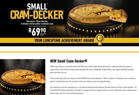 Debonairs Specials & Pizza Real Deal Menu