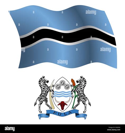 botswana wavy flag and coat of arms against white background, vector ...