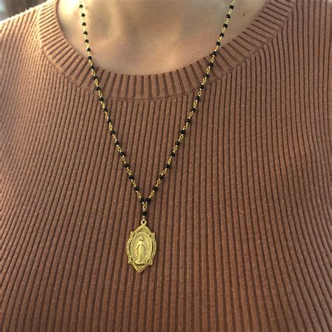 Vintage Miraculous Medal Necklace Gold Mary Necklace Gold | Etsy