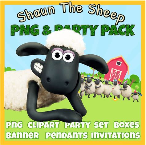 Shaun the Sheep 44 PNG Clipart editable PDF Pptx Party Setbanner A3 invitationspennants Shaun ...