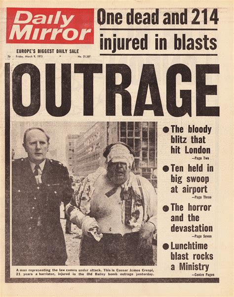 Hold The Front Page: Old Bailey and Whitehall IRA bombings