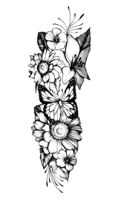 a black and white drawing of flowers