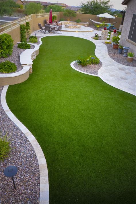 Artificial Turf Lawn in Phoenix, AZ Backyard | Arizona backyard landscaping, Modern backyard ...