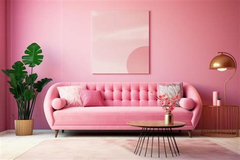 Premium Photo | Modern interior with pink sofa