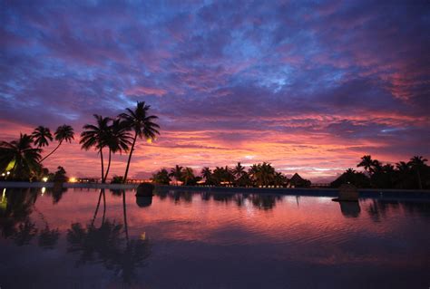 Download Reflection Cloud Resort Pool Bora Bora Photography Sunset 4k ...