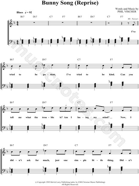 VeggieTales "Bunny Song (Reprise)" Sheet Music in F Major - Download & Print - SKU: MN0052342