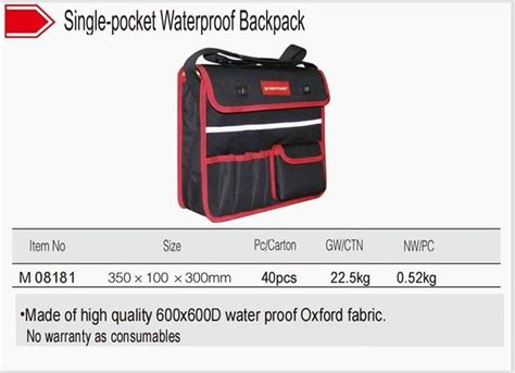 China Customized Single-pocket Waterproof Tool Bag Backpack Suppliers, Manufacturers, Factory ...