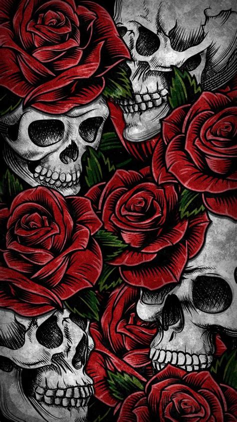 Roses and Skulls iPhone Wallpaper - iPhone Wallpapers
