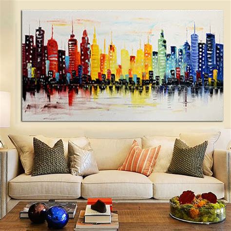 120X60CM Modern City Canvas Abstract Painting Print Living Room Art Wall Decor No Frame ...