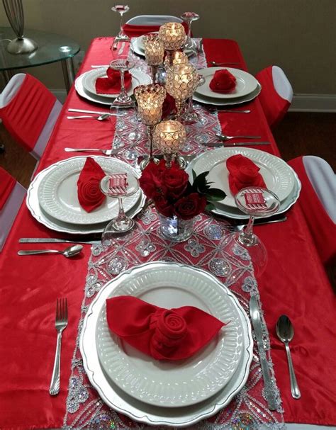 Red, white and silver birthday party. | Table decorations, 82nd ...