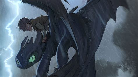 Hiccup And Toothless Digital Art, night-fury, how-to-train-your-dragon, digital-art, HD ...