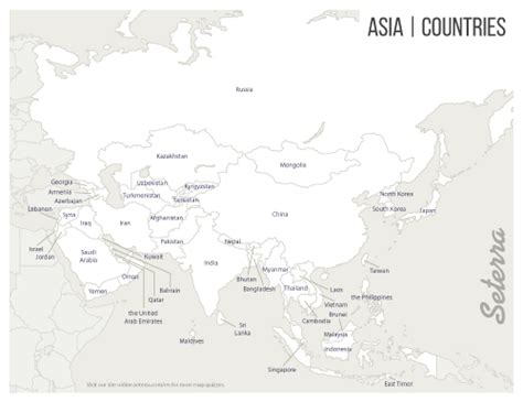 Asia: Countries Printables - Seterra