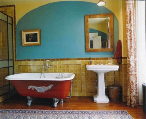 Colorful bathroom with awesome clawfoot tub. | Tim Crowe | Flickr
