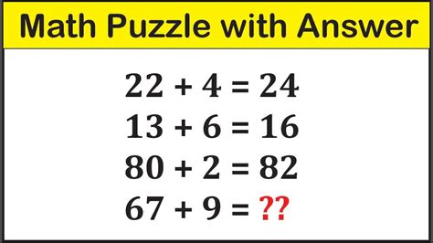 Easy Math Puzzles With Answers