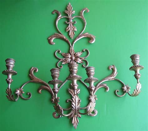 Large Baroque Gilded Metal and Wood Candle Holder Wall Sconce | Candle holder wall sconce, Wood ...