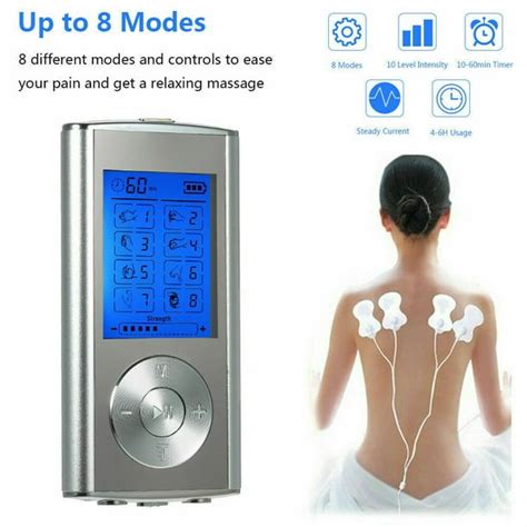 TENS Unit Muscle Stimulator with 4 Electrode Pads, 8 Modes Rechargeable ...