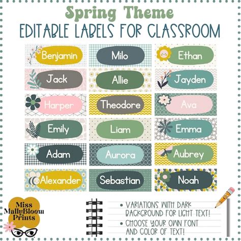 Editable Classroom Labels Name Labels Editable Name Labels - Etsy