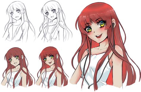 Long Hair Cute Anime Drawings Colored - img-hairy