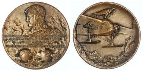 460 - Admiral Byrd - Conquest of the Poles, 1929. Medal. Bronze, 82.5m...