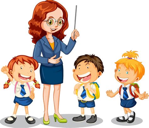 Teacher talking with her students on white background 3332657 Vector Art at Vecteezy