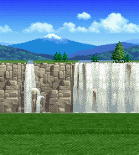 an old - school video game is shown with mountains in the background ...