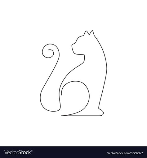 One continuous line drawing of simple cute cat kitten icon. Mammals animal logo emblem vector ...