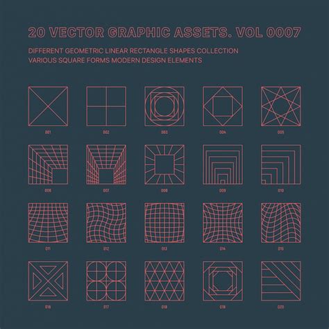 Premium Vector | Vector Graphic Assets Various Outline Geometric Squares Set Isolate On Back