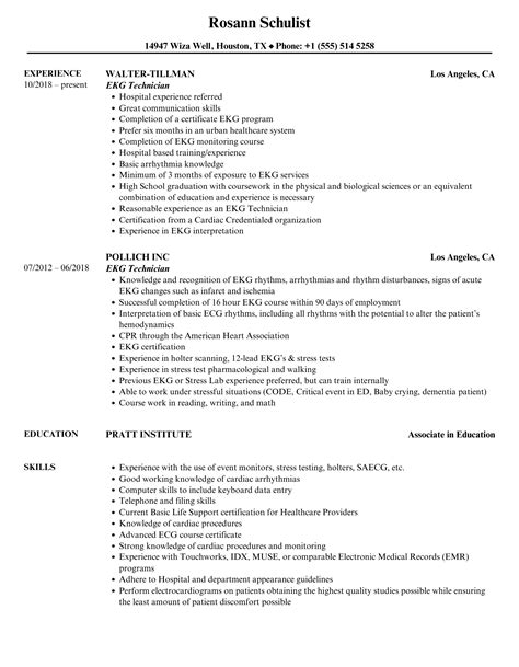 Ekg Tech Resume - meridiandoturismovenezuela