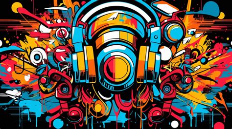 Vibrant And Colorful Abstract Graffiti Music Dj Photographer Vector Art ...