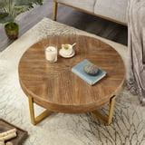 Gexpusm 32" Round Wood Coffee Table for Living Room, Mid Century Modern Farmhouse Round Coffee ...