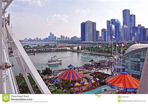 Chicago Skyline From Navy Pier Ferris Wheel Editorial Photo | CartoonDealer.com #51397401