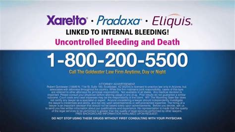 Goldwater Law Firm TV Commercial, 'Xarelto, Pradaxa and Eliquis' - iSpot.tv