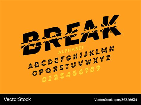 Broken style font Royalty Free Vector Image - VectorStock