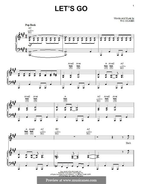 Let's Go (The Cars) by R. Ocasek - sheet music on MusicaNeo