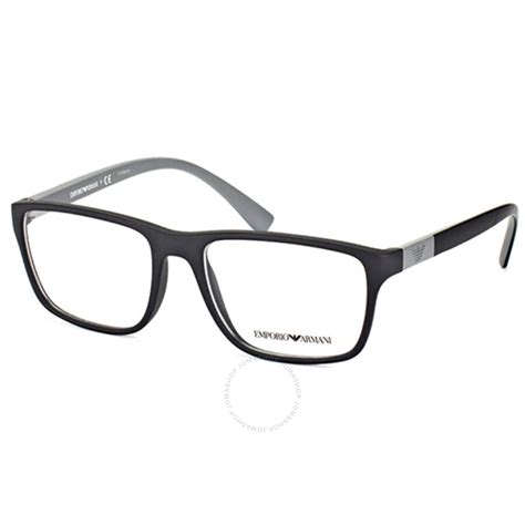 Emporio Armani Men's Black Square Eyeglass Frames EA3091504253 8053672577129 - Eyeglasses - Jomashop