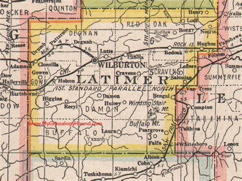 Latimer County, Oklahoma 1922 Map Wilburton