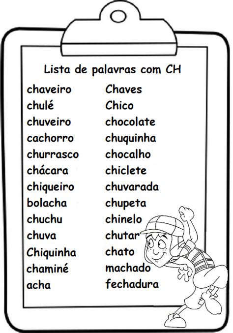 ATIVIDADES PARA EDUCADORES : Listas de palavras com CH