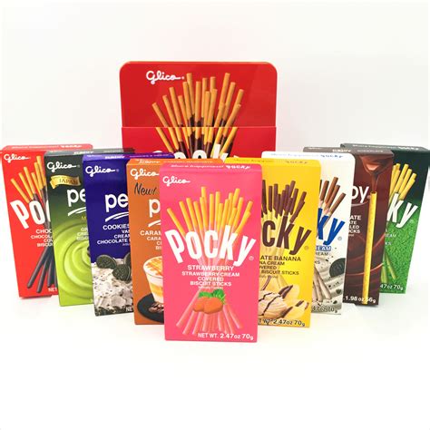 Glico Pocky Biscuit Sticks Tin Box 9 Flavors Set 20.3oz / 574g ...