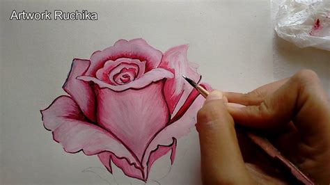 Pink Rose Painting Step-by-Step | Rose Flower Painting - YouTube