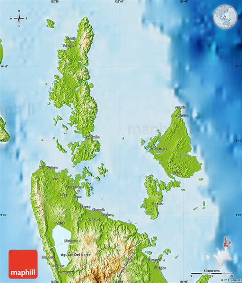 Physical Map of Surigao Del Norte