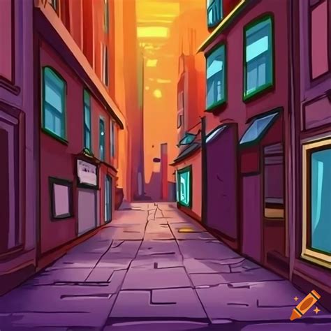 Cartoon street alley background