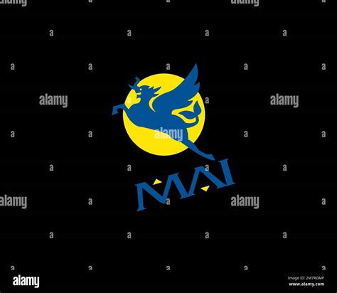 Myanmar Airways International, rotated logo, black background Stock Photo - Alamy