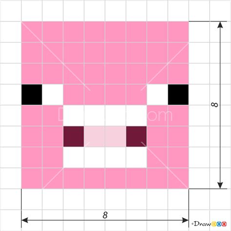 How to Draw Pig Face, Pixel Minecraft