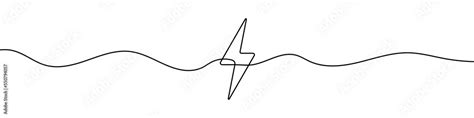 Lightning icon in continuous line drawing style. Line art of lightning bolt icon. Vector ...