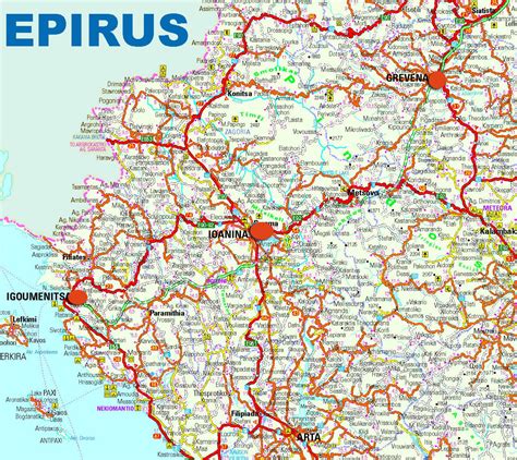 Map of Epirus Greece