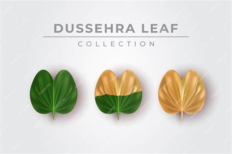 Premium Vector | Illustration of stylish Green and Gold Dussehra leaf collection set for happy ...